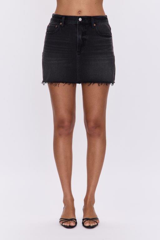 DAISY LOW SLUNG DENIM SKIRT in caviar