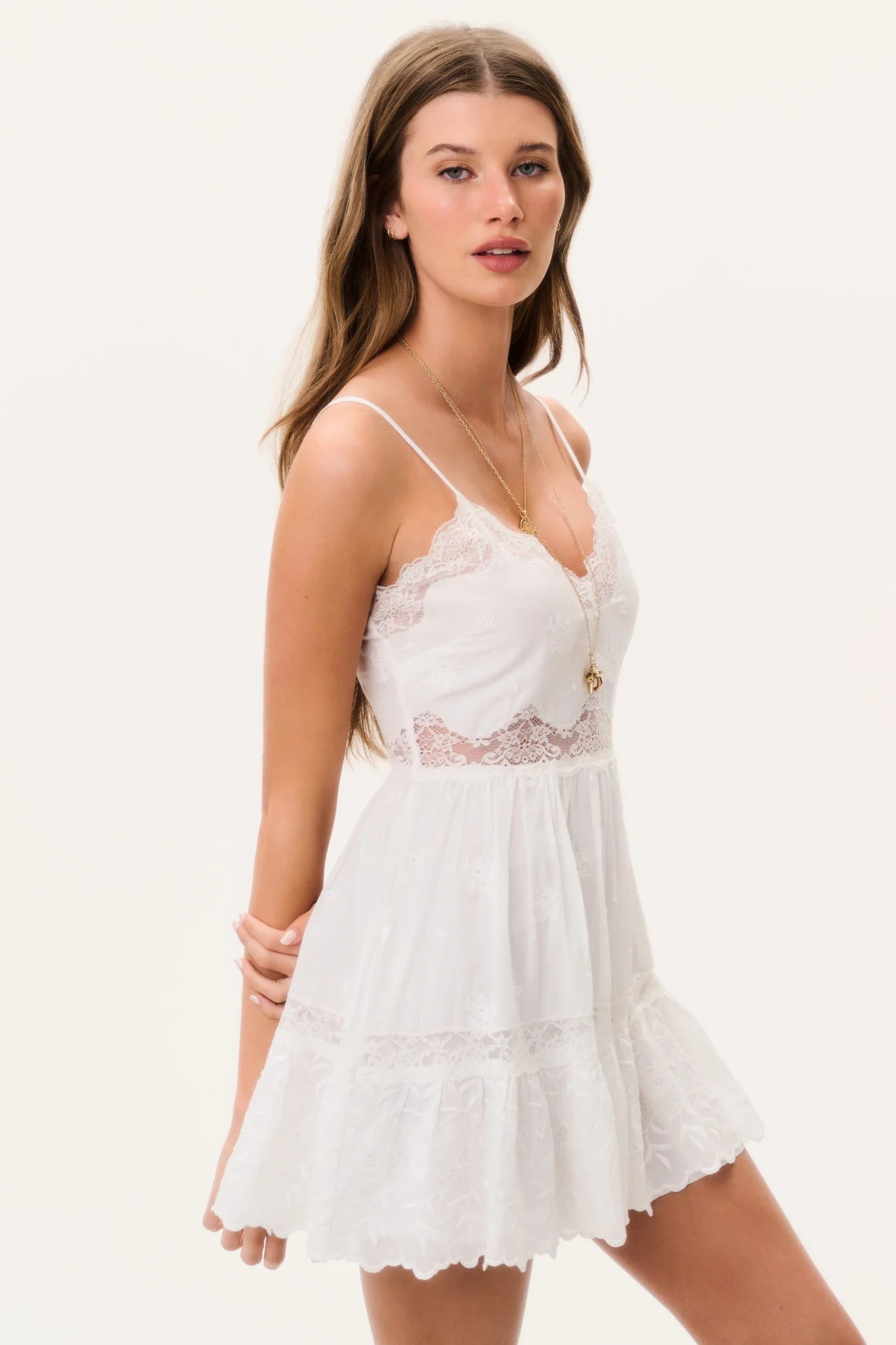 SOLI COTTON LACE MINI DRESS