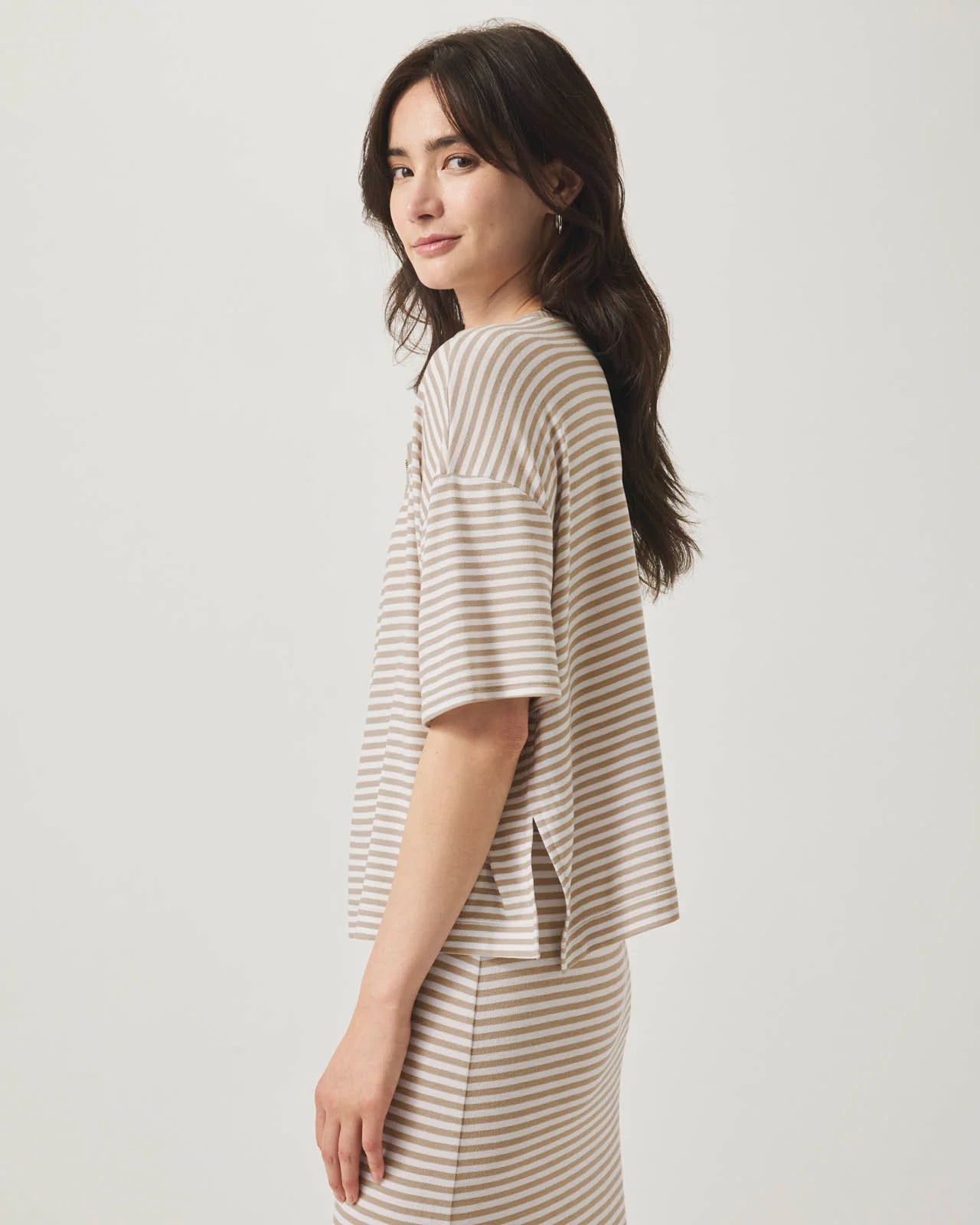 BROOKE STRIPED SHORT SLEEVE TOP