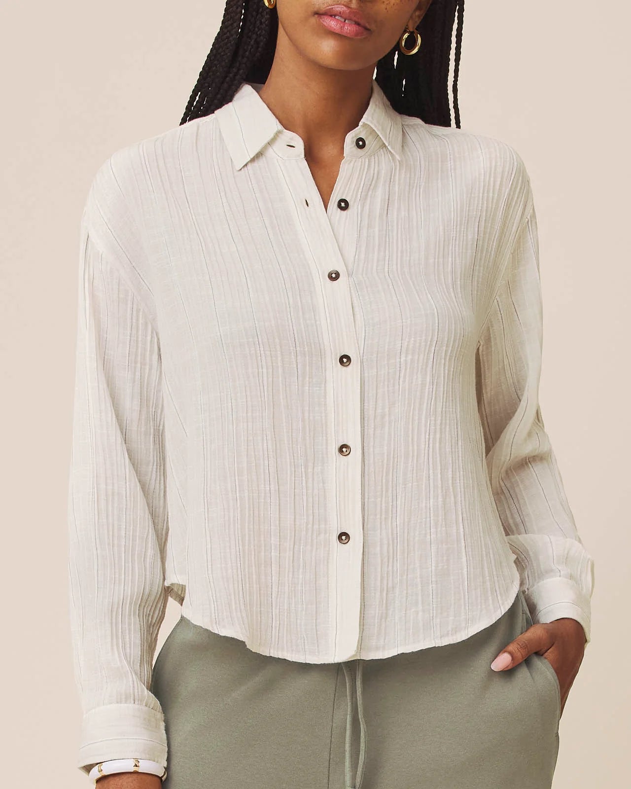 JAYLEI STRIPED BUTTON DOWN TOP