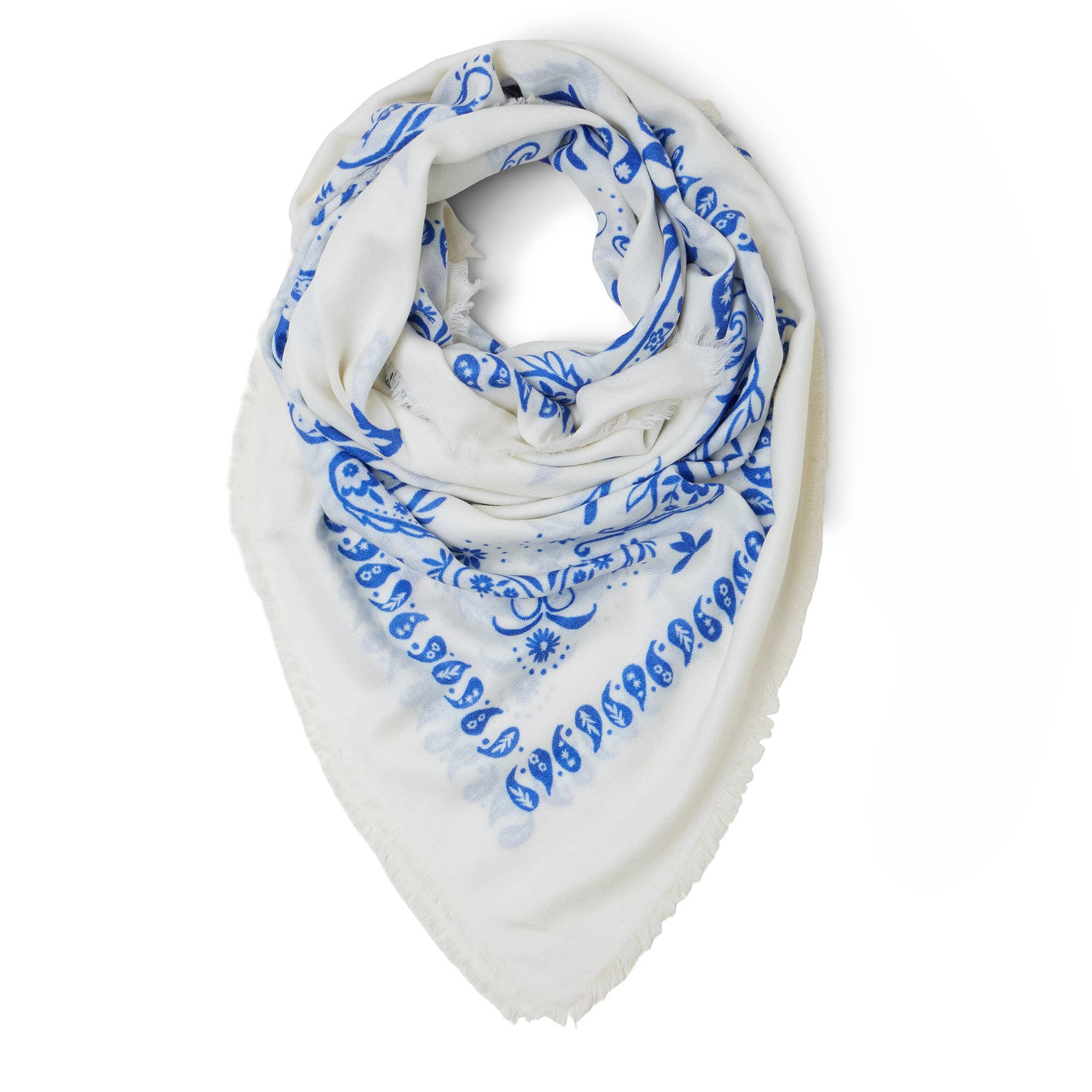 XL Cashmere Bandana - Blue/White