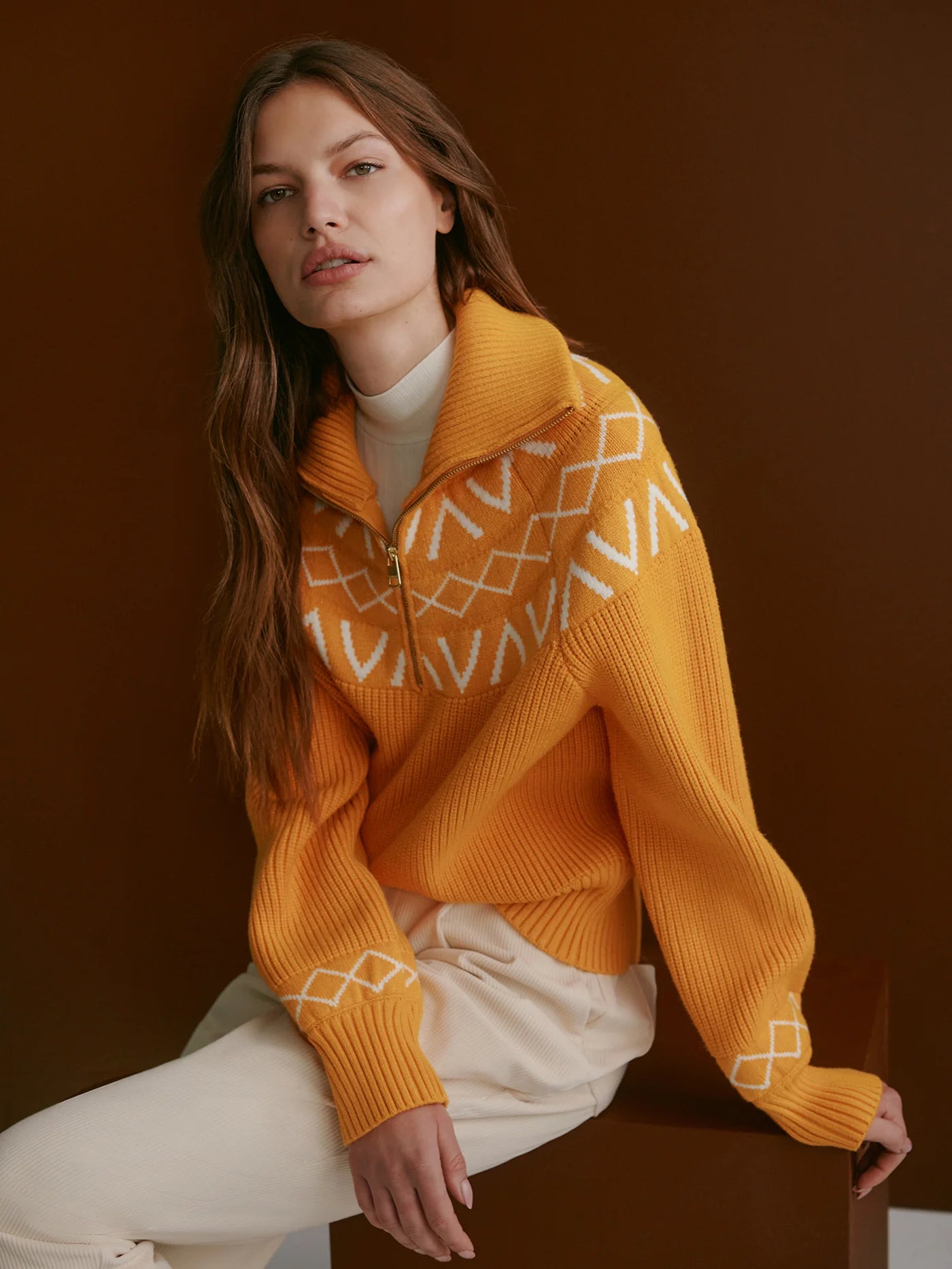 SIGRID FAIR ISLE HALF ZIP SWEATER