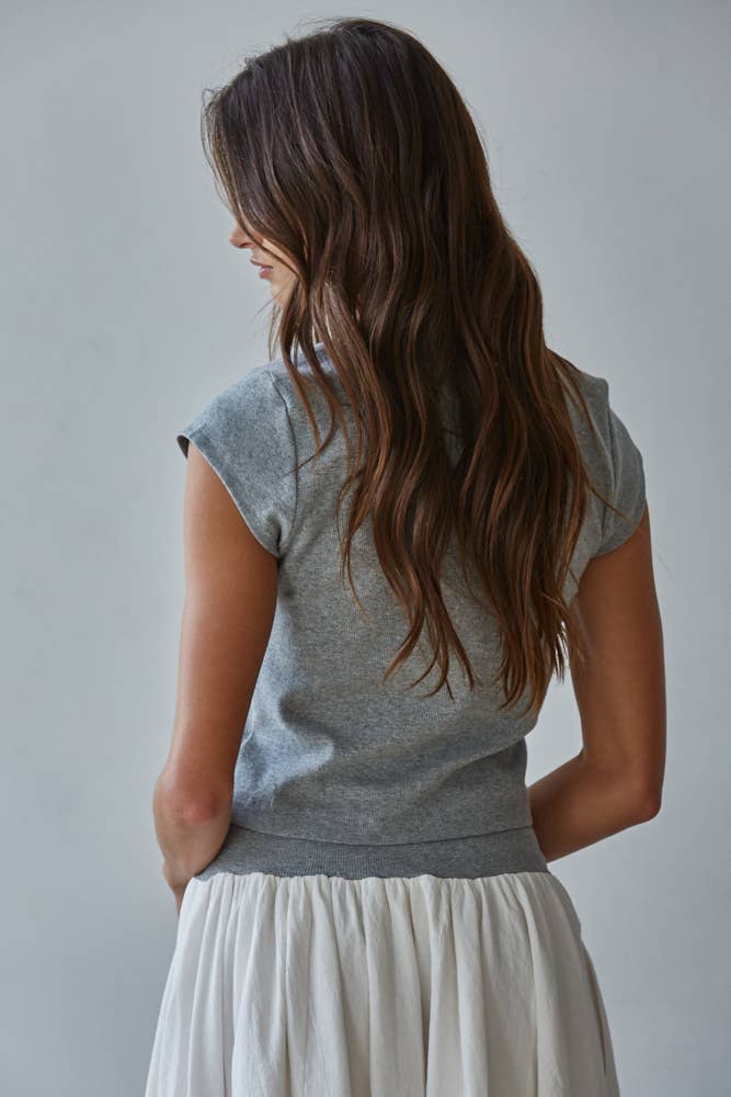 Knit Ribbed Short Sleeve Tee