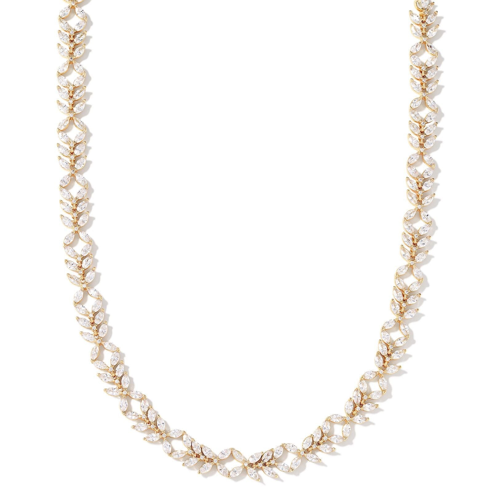 ROSALIE GOLD TENNIS NECKLACE in white crystal