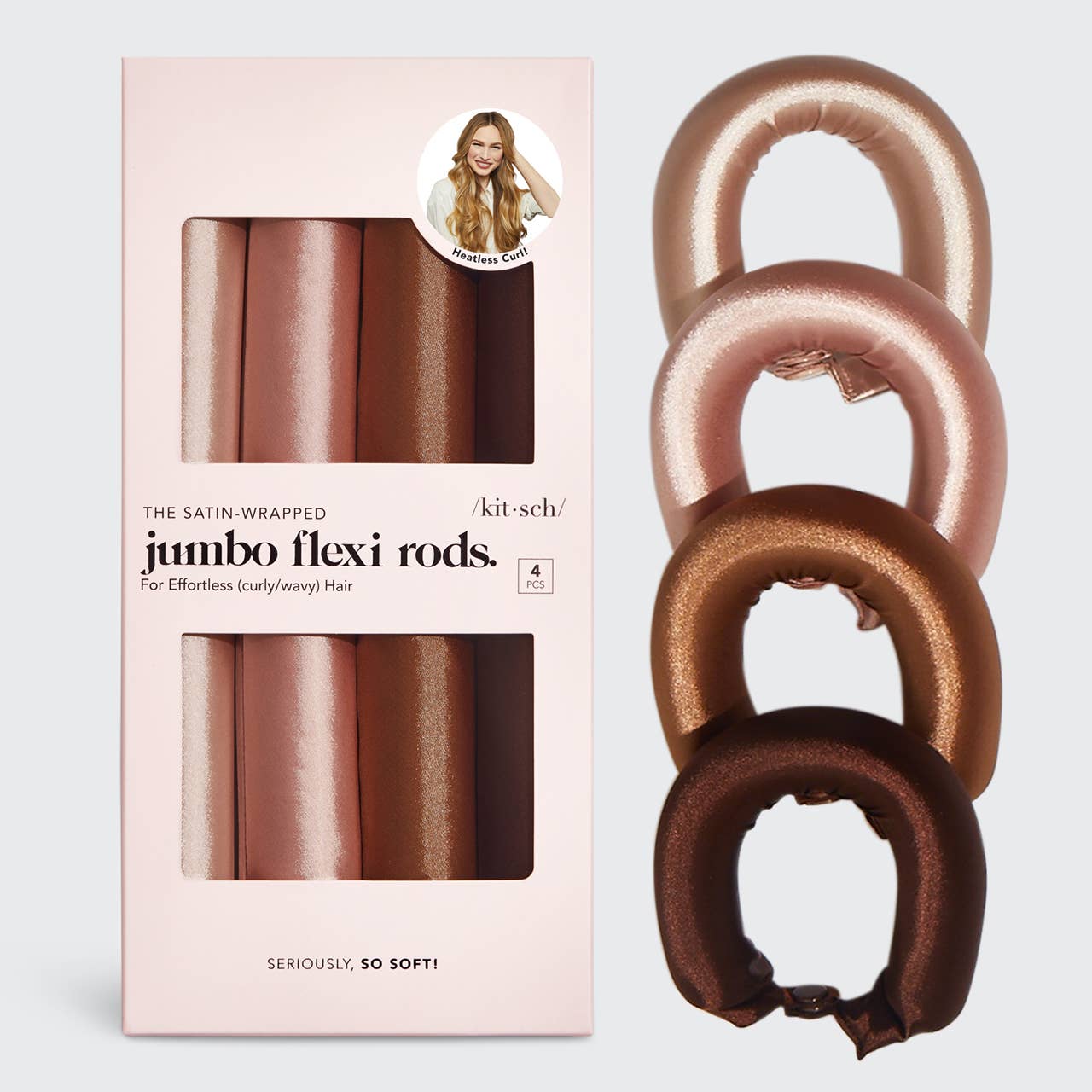 SATIN JUMBO FLEXI RODS 4 PCs- Rosewood