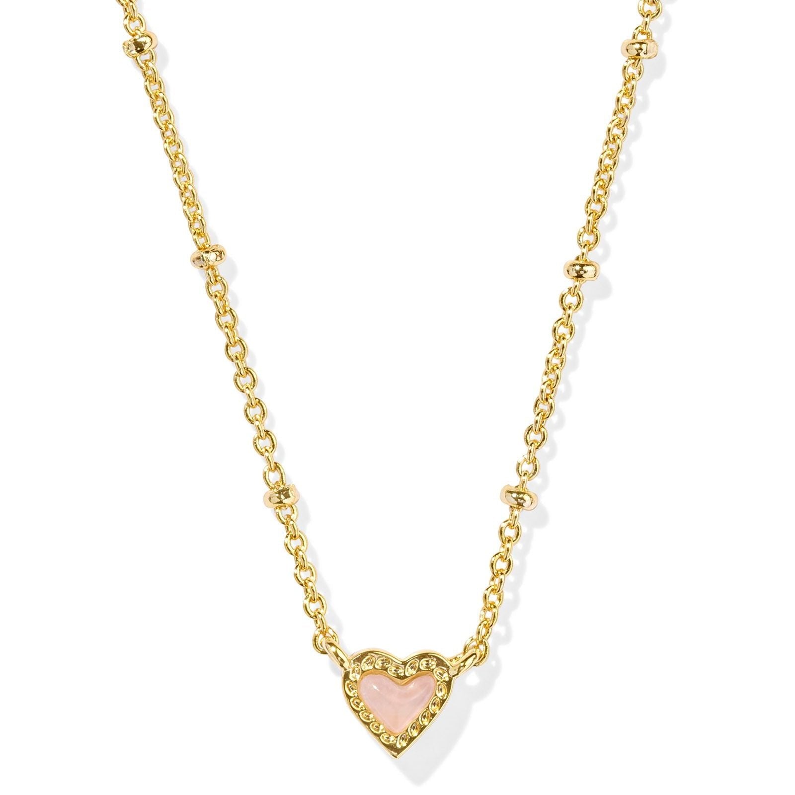 MINI ARI HEART SATELLITE SHORT PENDANT NECKLACE in rose quartz