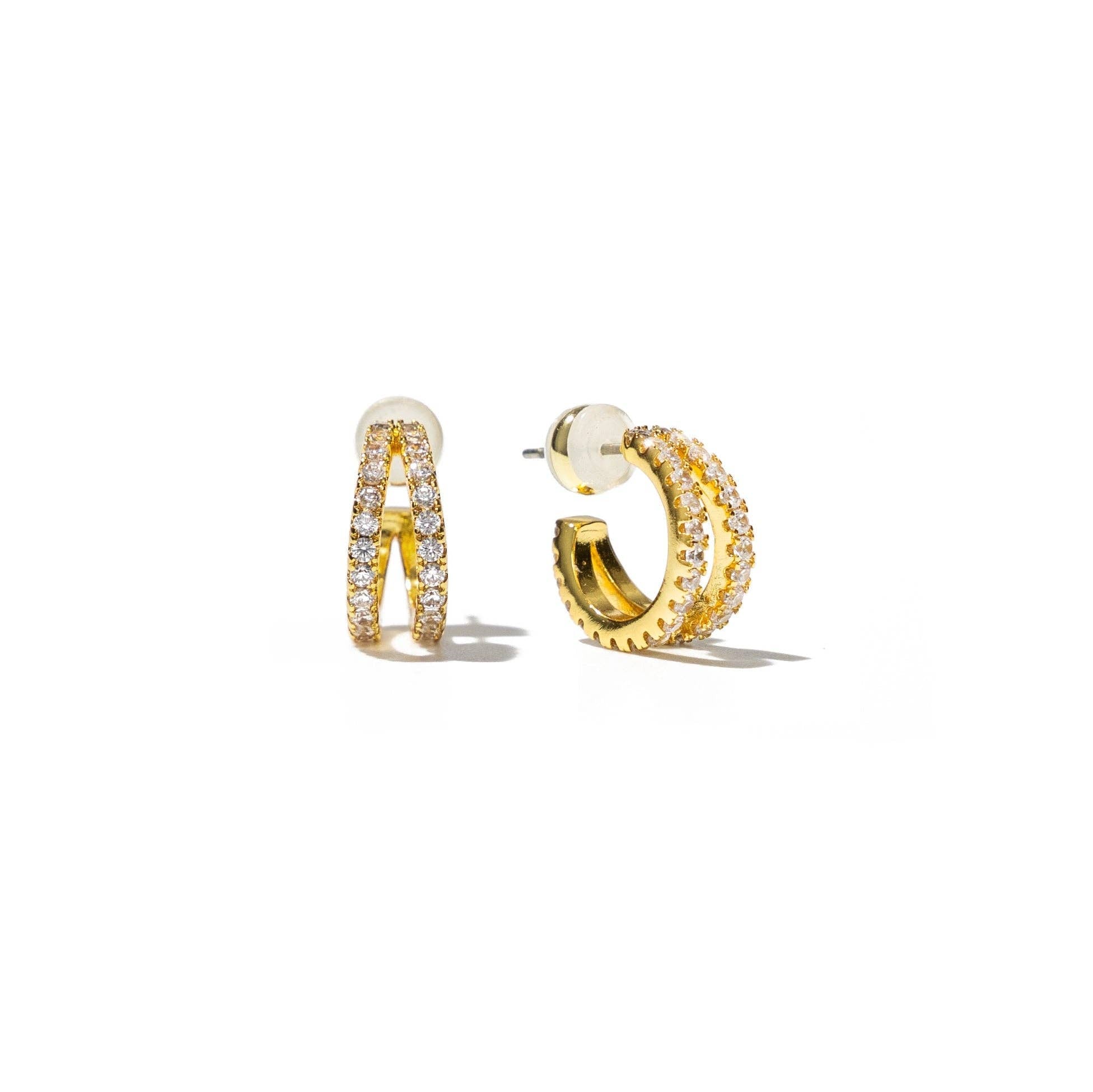 PAVE SHINE DOUBLE HOOPS