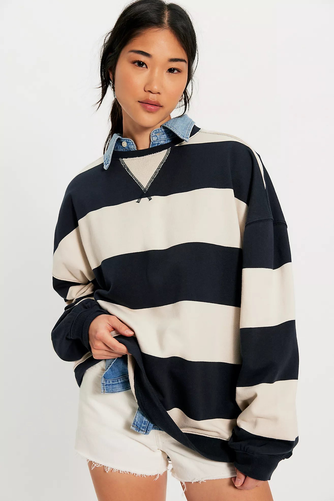 CLASSIC STRIPE OVERSIZED CREWNECK