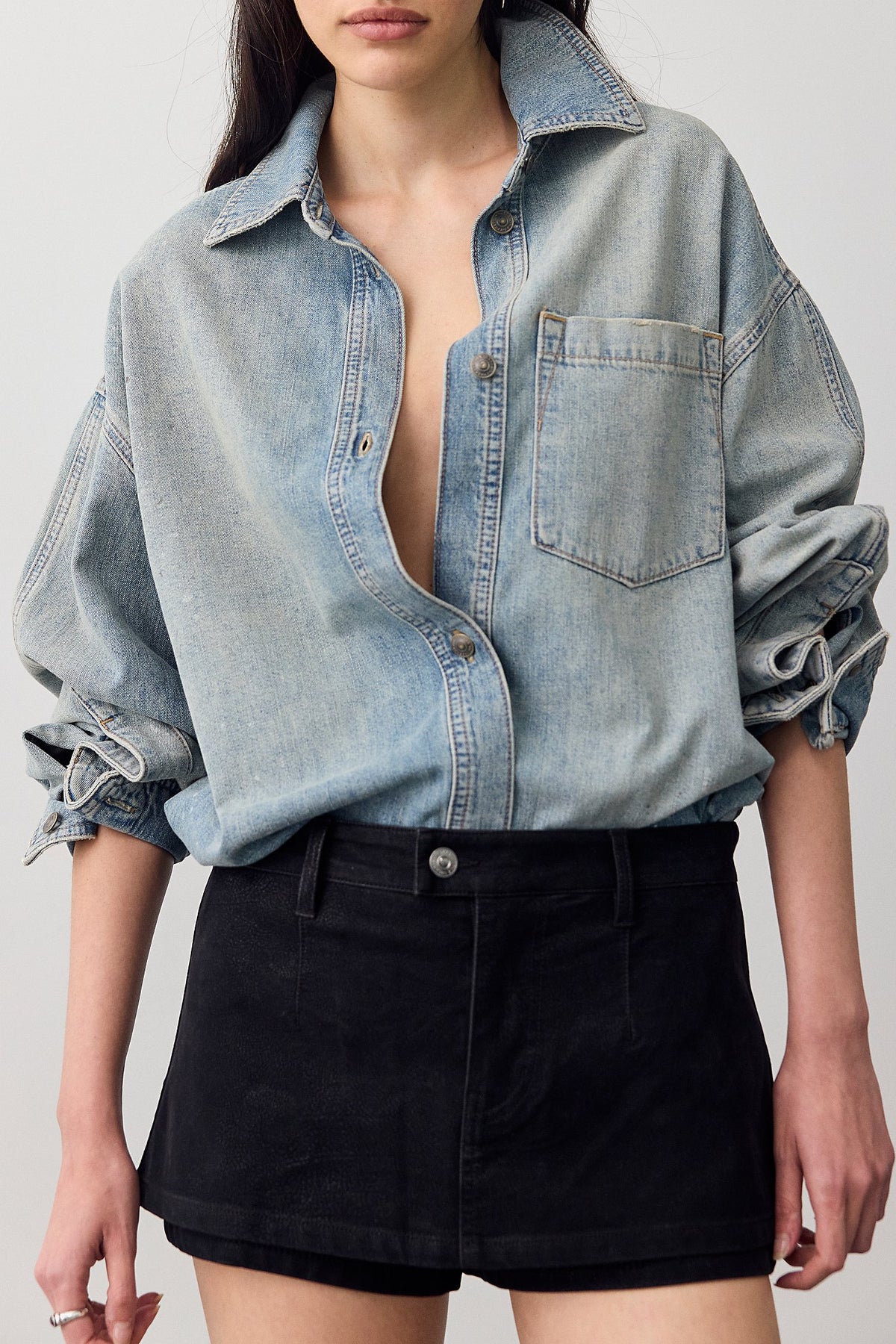 Gallivanting Vegan Suede Peekaboo Skort