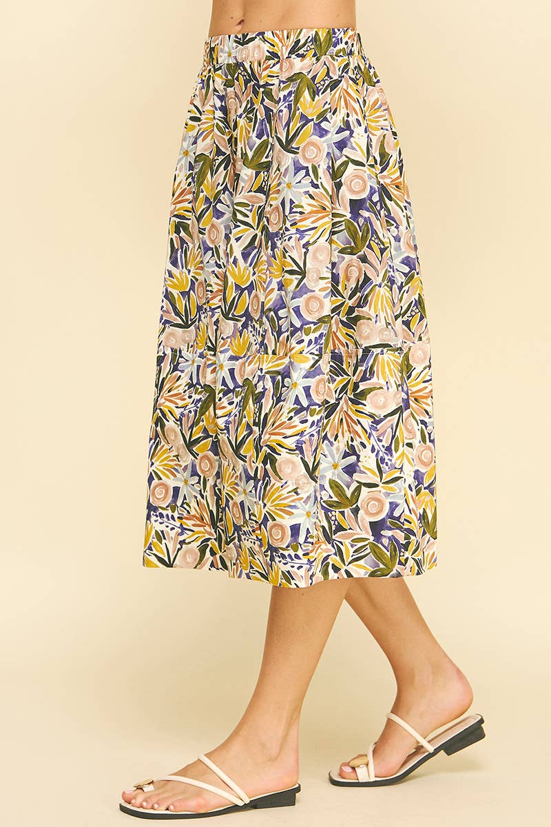 FLORAL PRINT A-LINE SKIRT