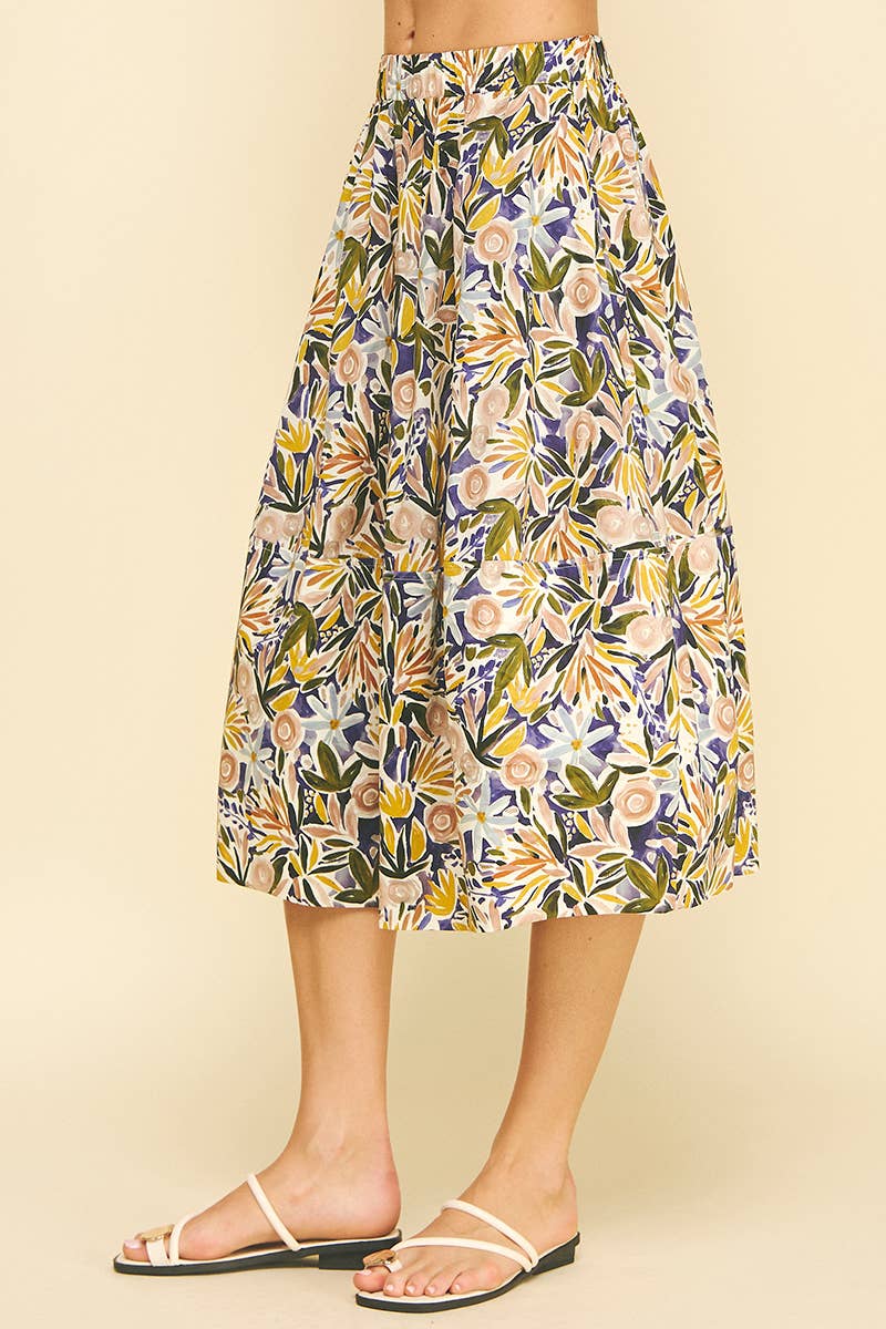 FLORAL PRINT A-LINE SKIRT
