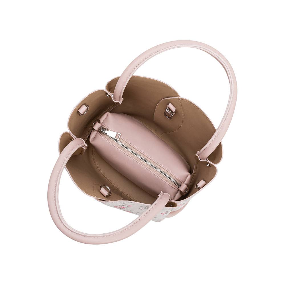 Tulip Pink Flowers Recycled Vegan Leather Bag