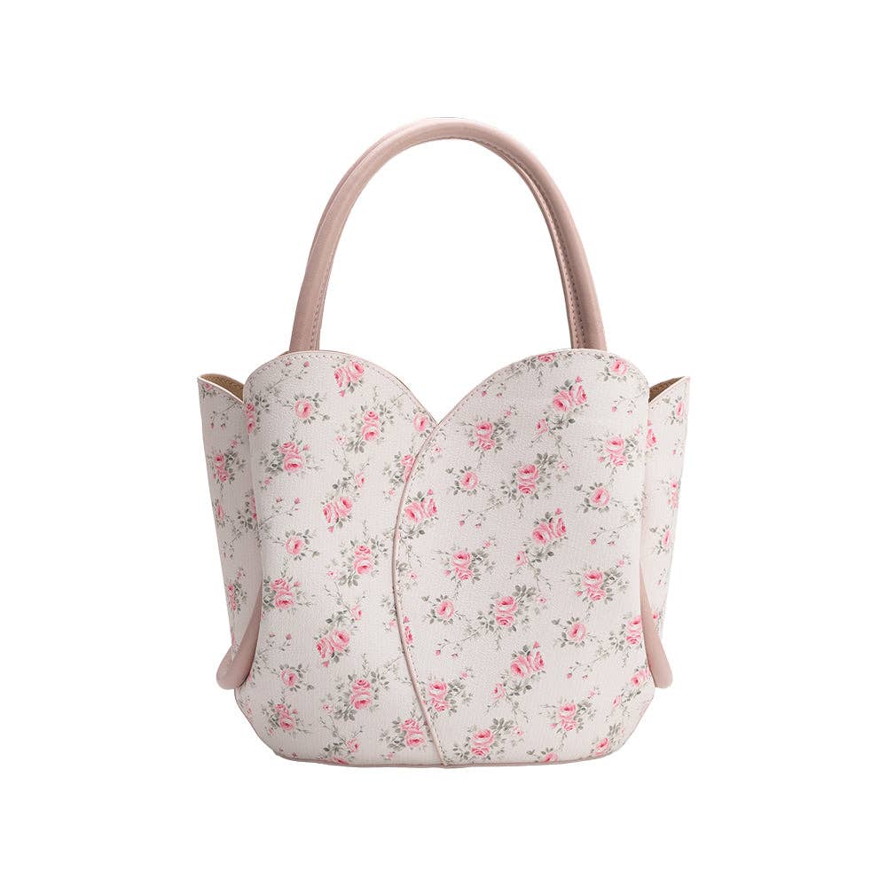 Tulip Pink Flowers Recycled Vegan Leather Bag