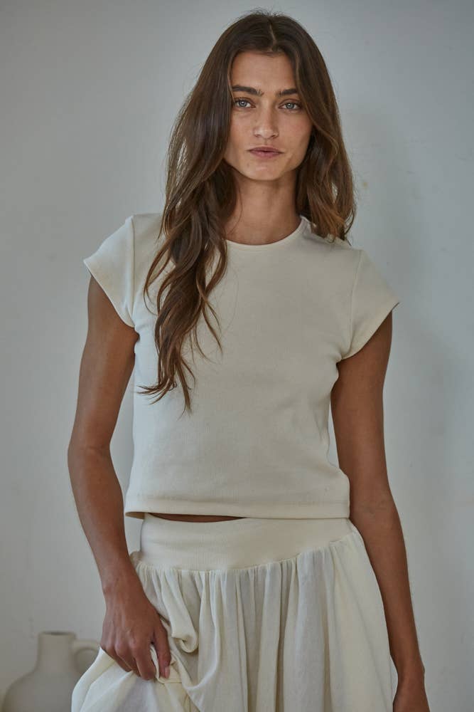 Knit Ribbed Short Sleeve Tee