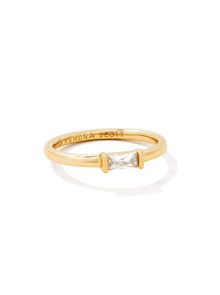  JULIETTE GOLD BAND RING in white crystal