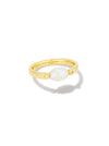 LEIGHTON GOLD PEARL BAND RING in white pearl