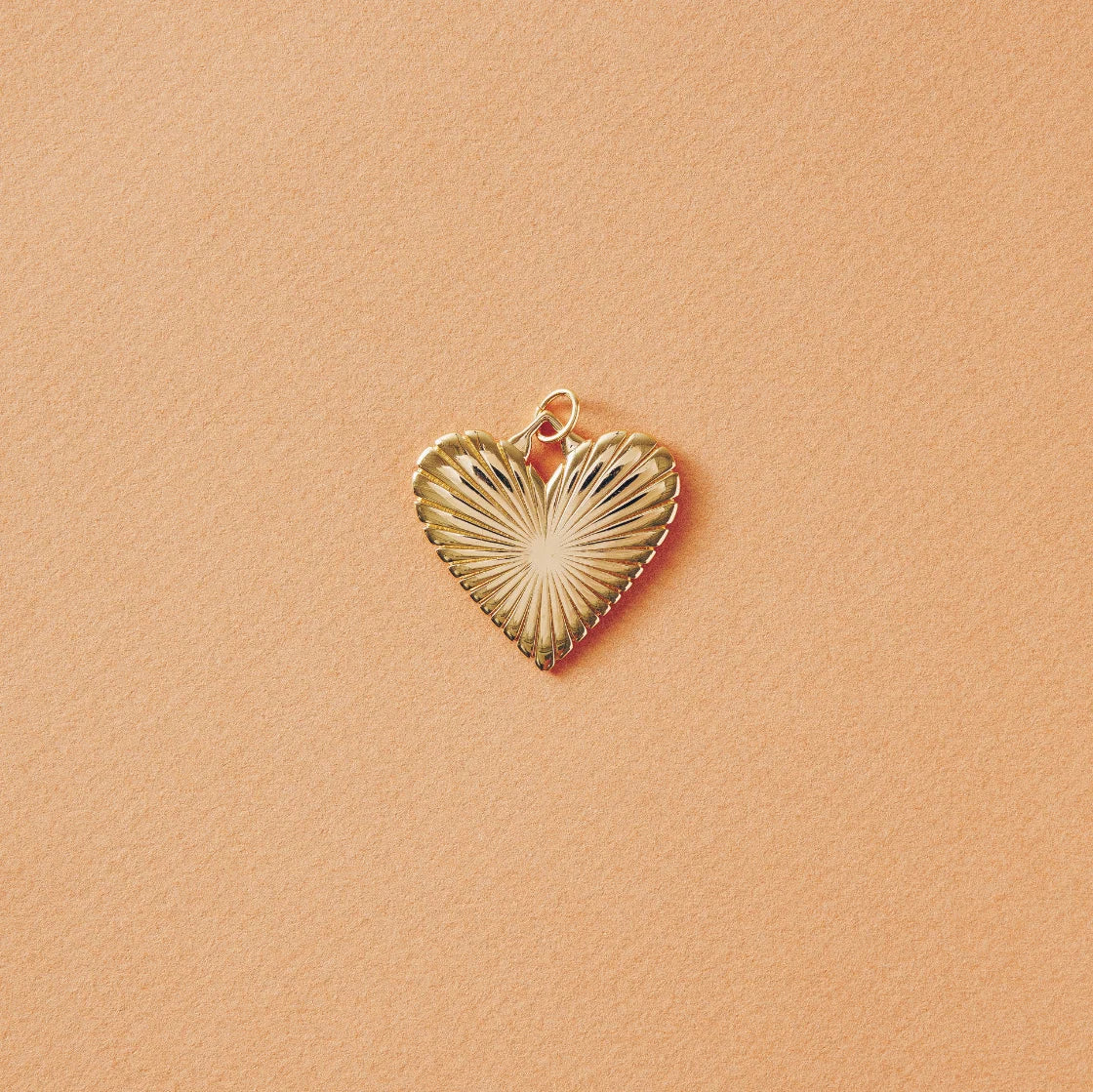 HART Ribbed Heart Charm on Gold Sparkle Lurex Cord Necklace