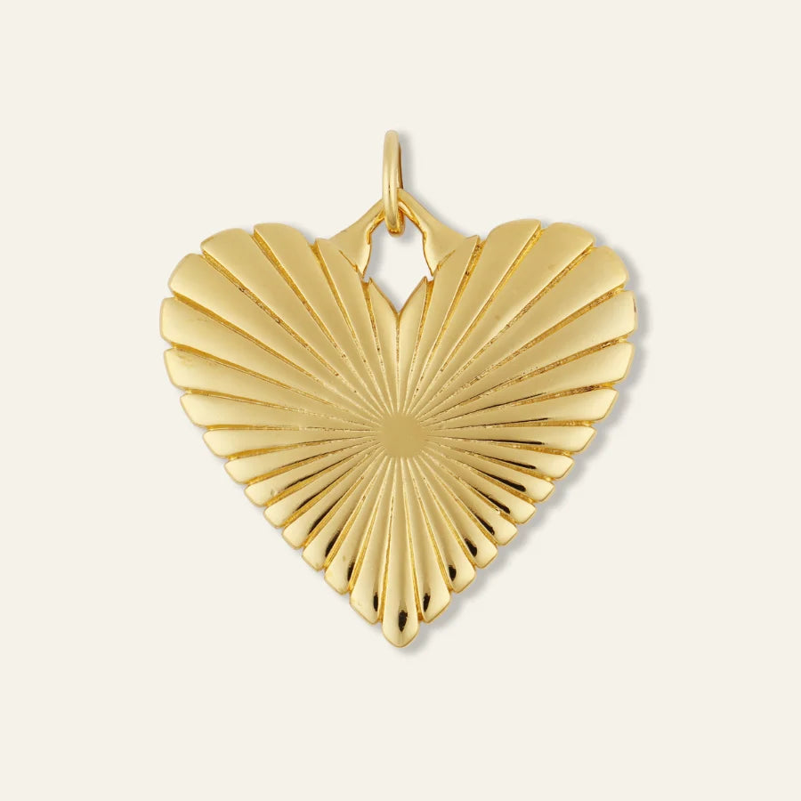 HART Ribbed Heart Charm on Gold Sparkle Lurex Cord Necklace