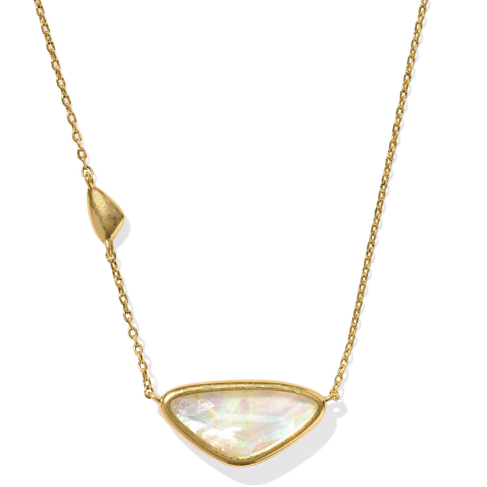 MARGOT SHORT PENDANT VINTAGE GOLD NECKLACE in iridescent abalone