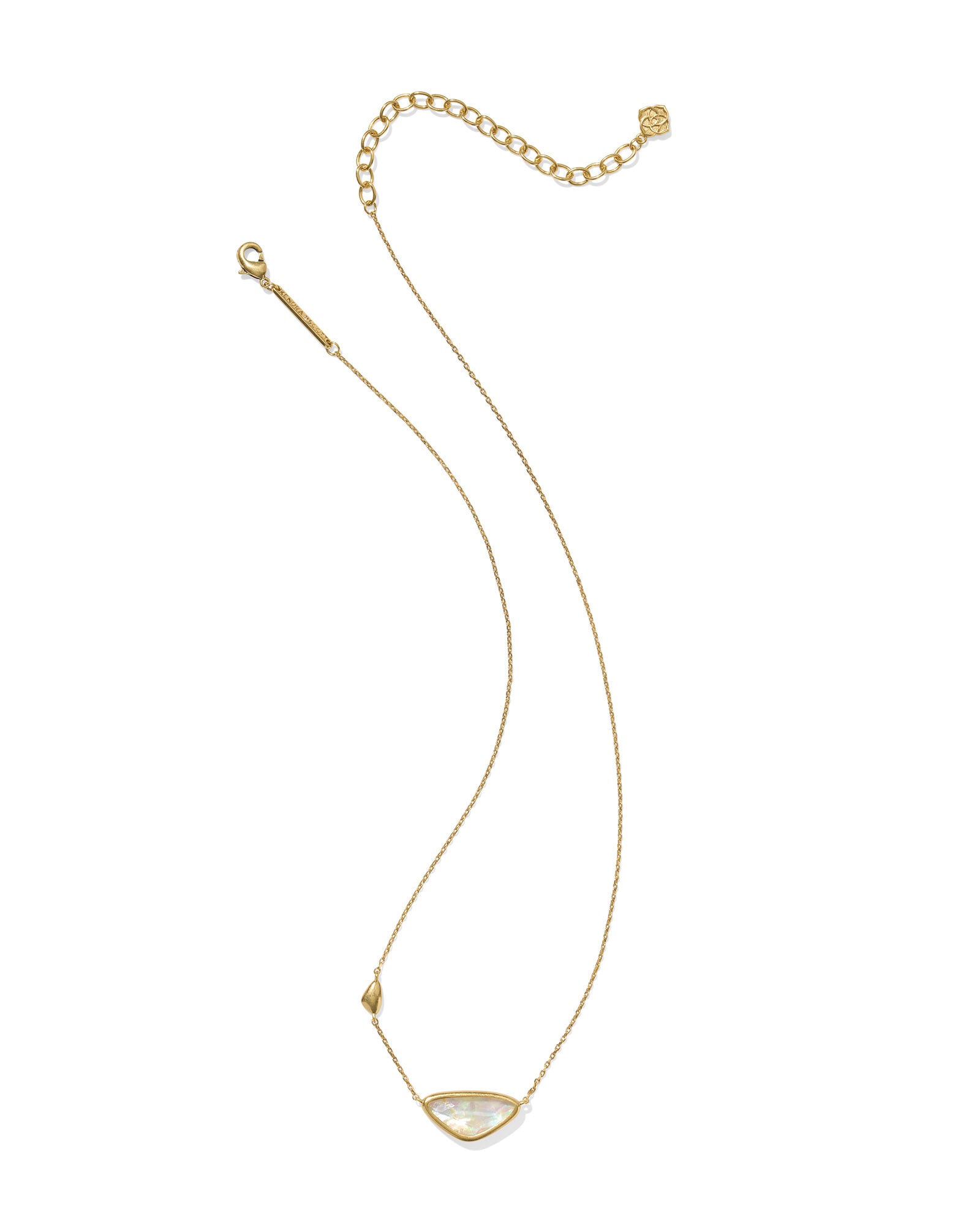 MARGOT SHORT PENDANT VINTAGE GOLD NECKLACE in iridescent abalone