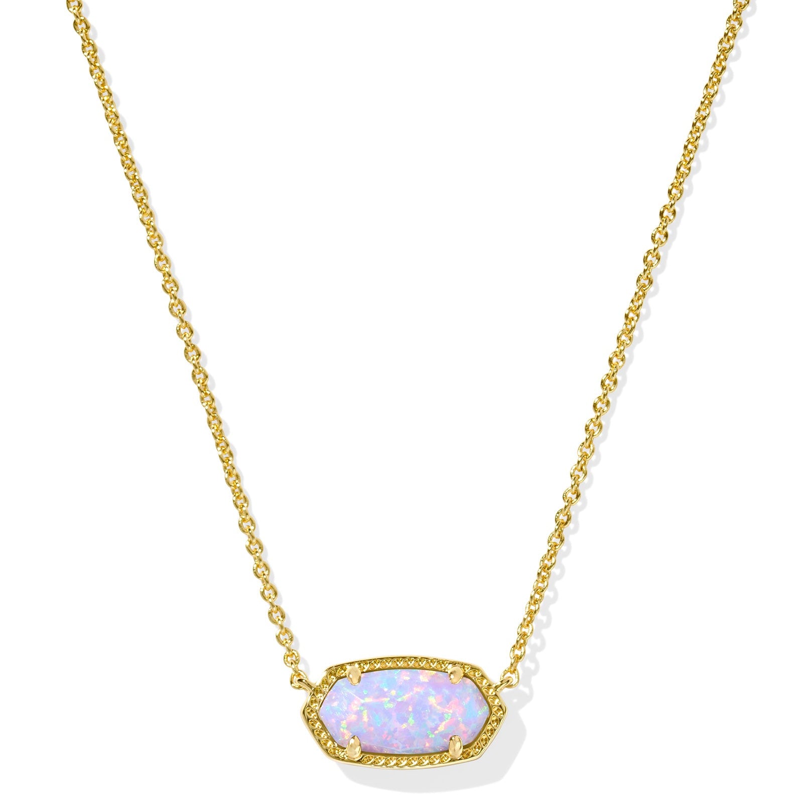 ELISA SHORT PENDANT GOLD NECKLACE in lilac kyocera opal