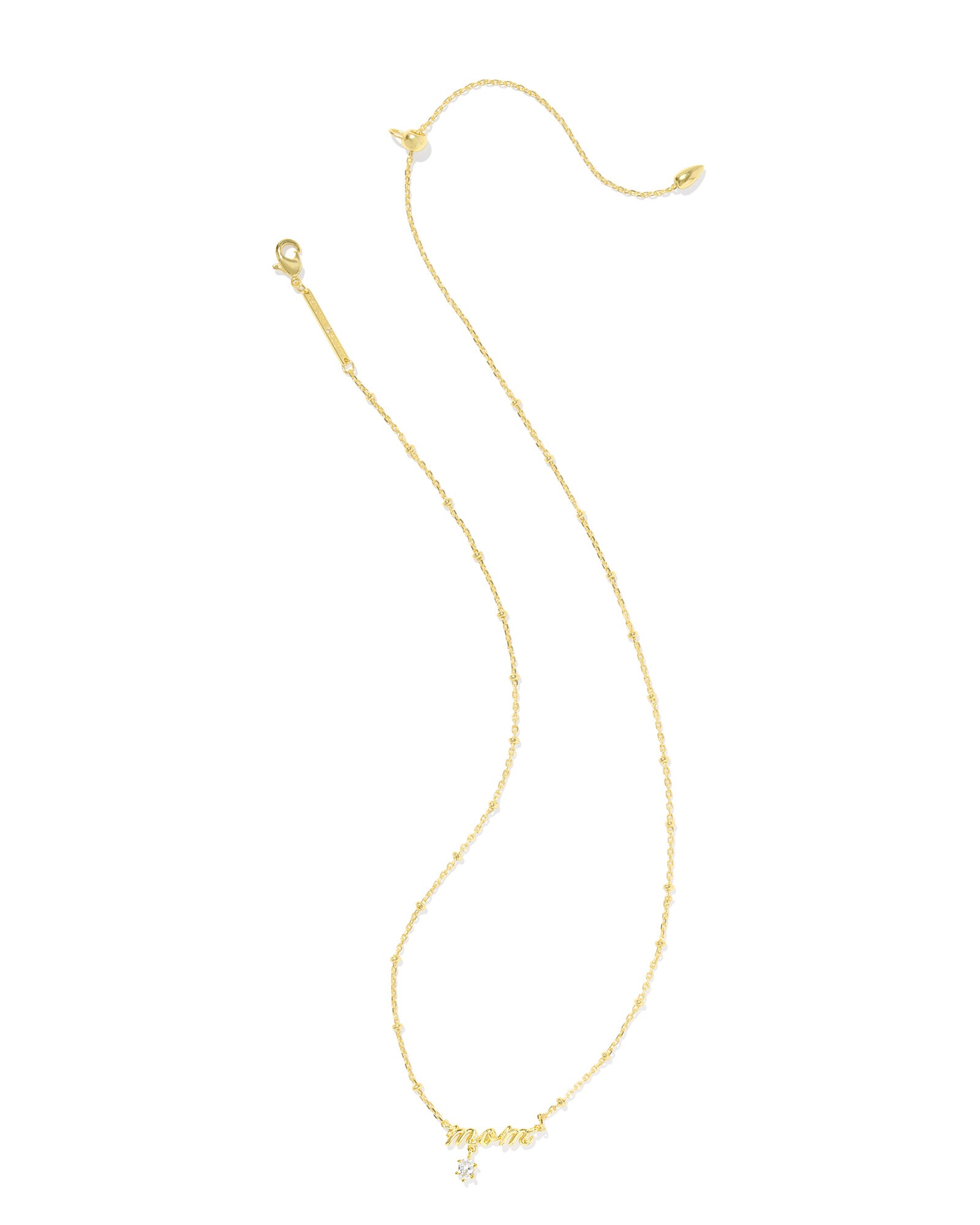 MOM GOLD CRYSTAL SHORT PENDANT NECKLACE in white crystal