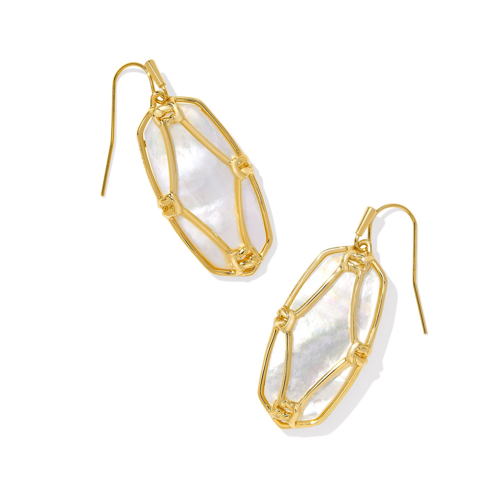 ELLE LATTICE FRAME DROP EARRINGS in ivory mother of pearl