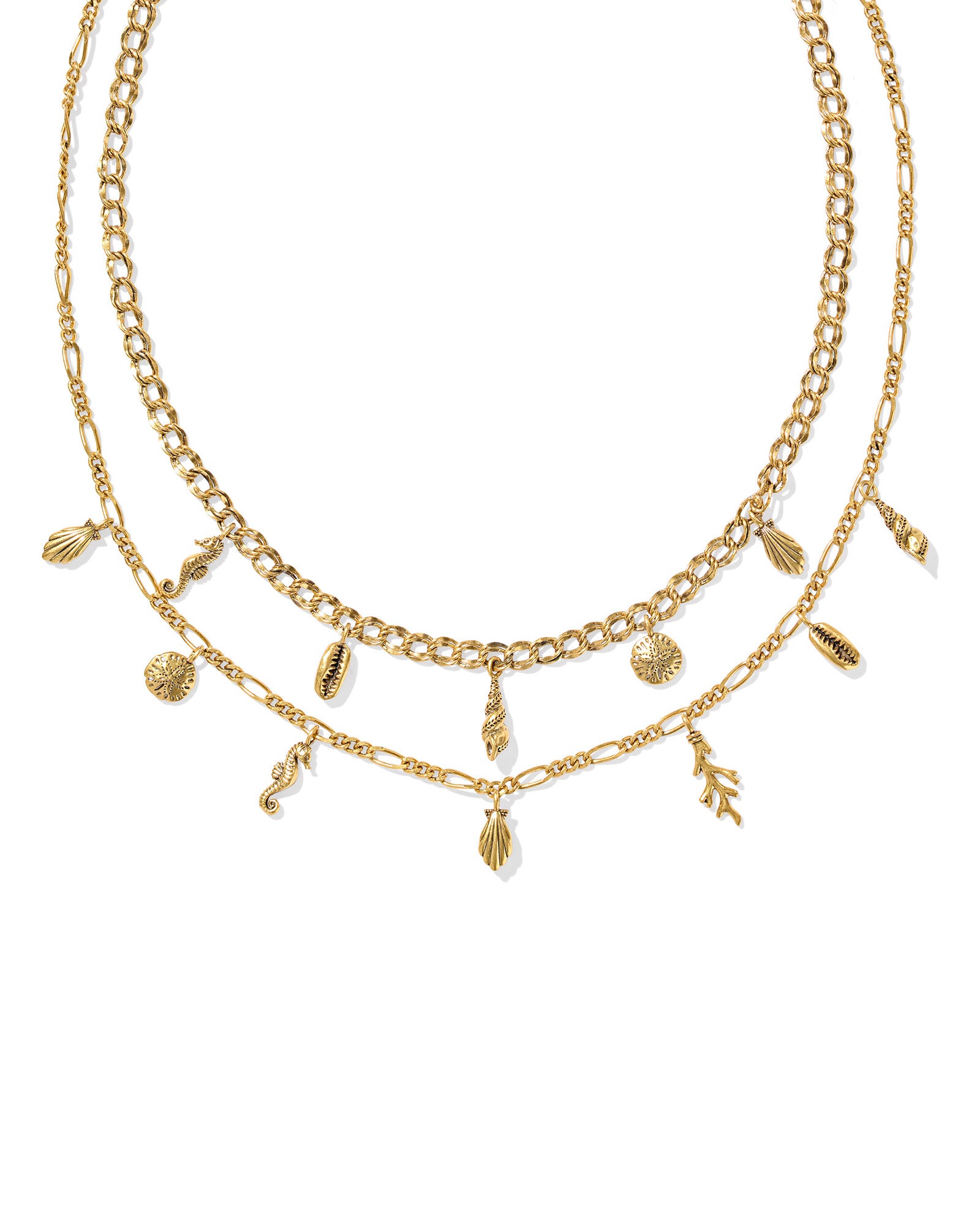 ALEXA MULTI STRAND GOLD CHARM NECKLACE