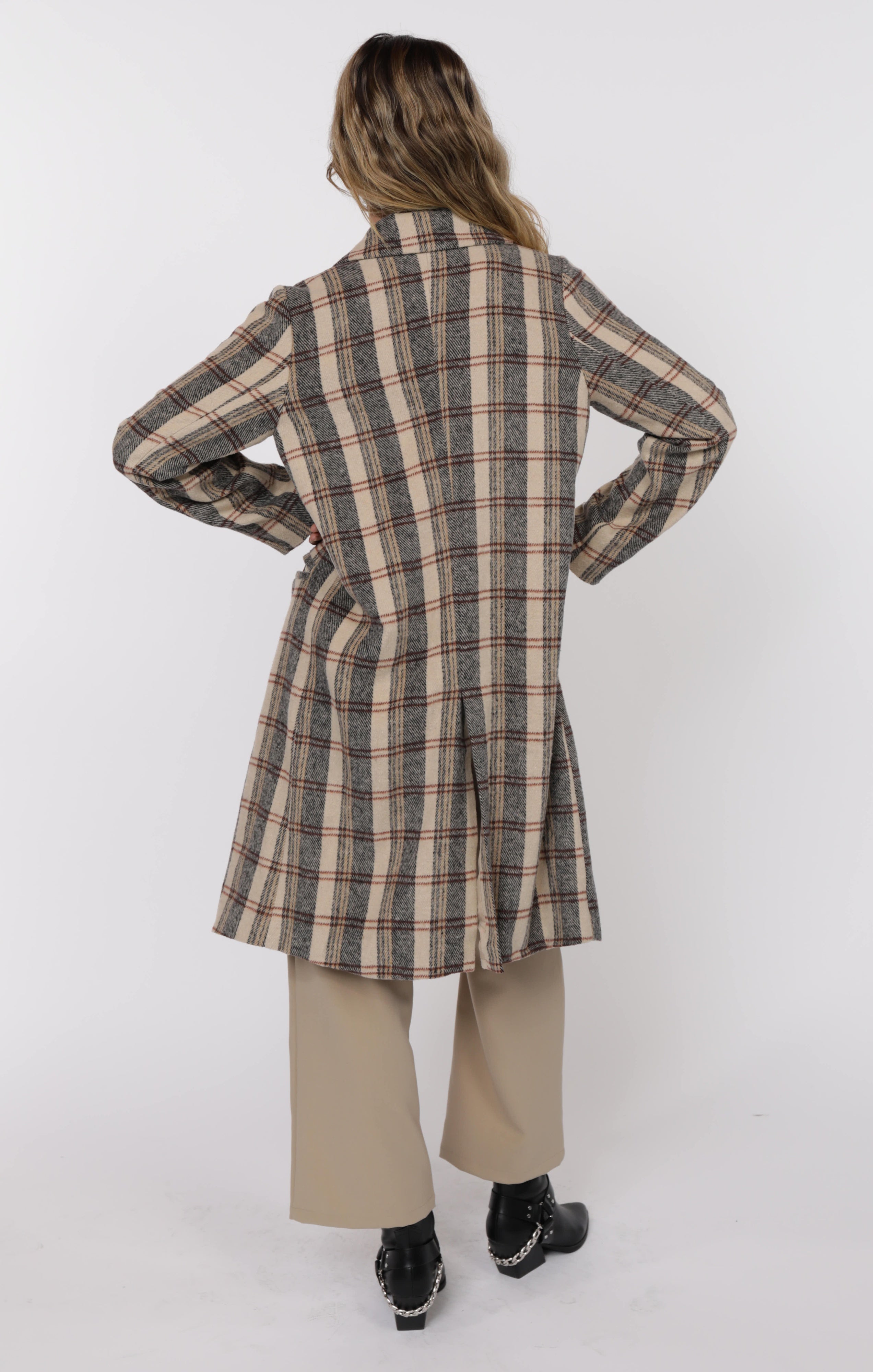 STEADY BRUSHED PLAID COAT