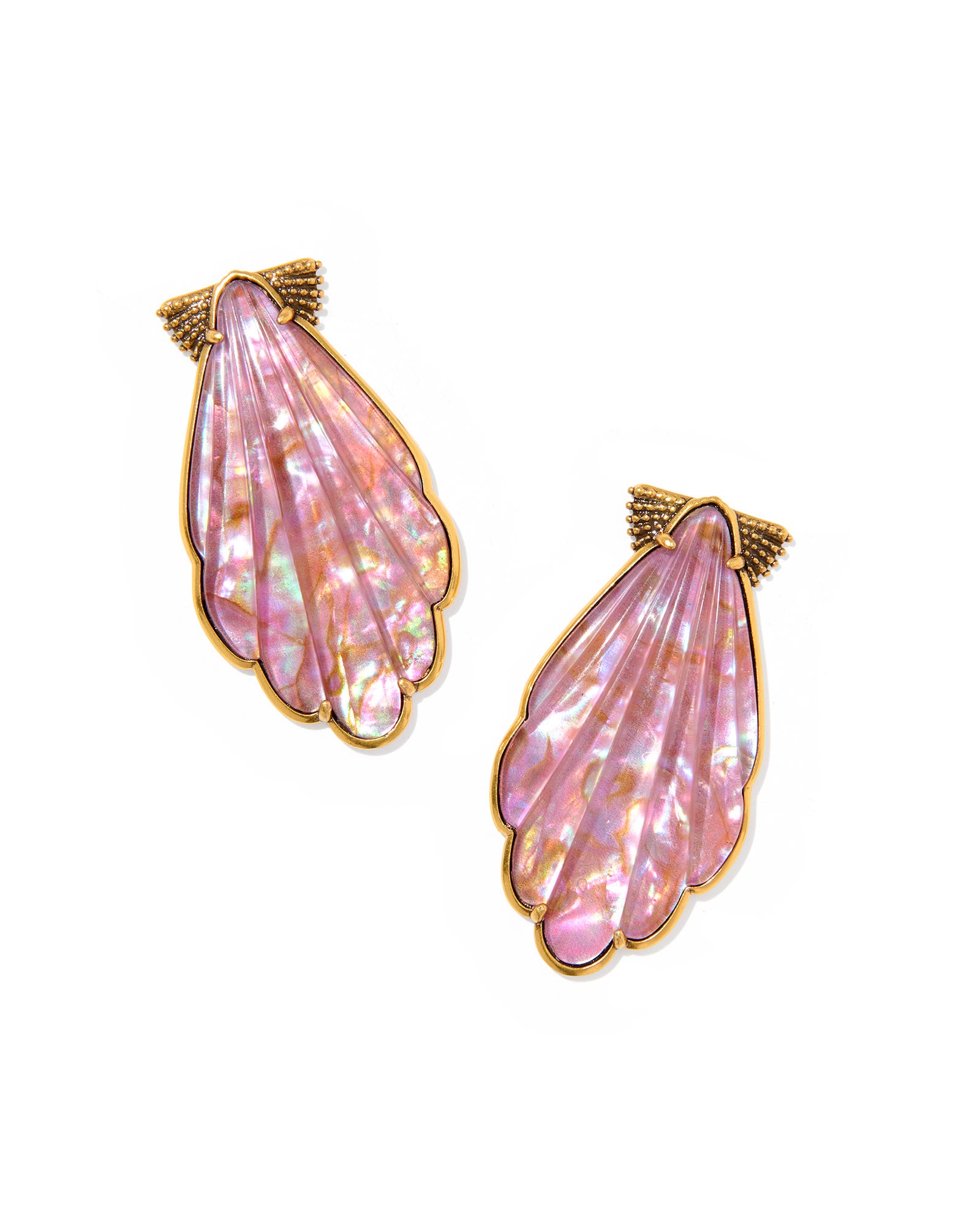 ALEXA VINTAGE GOLD STATEMENT EARRINGS in purple abalone