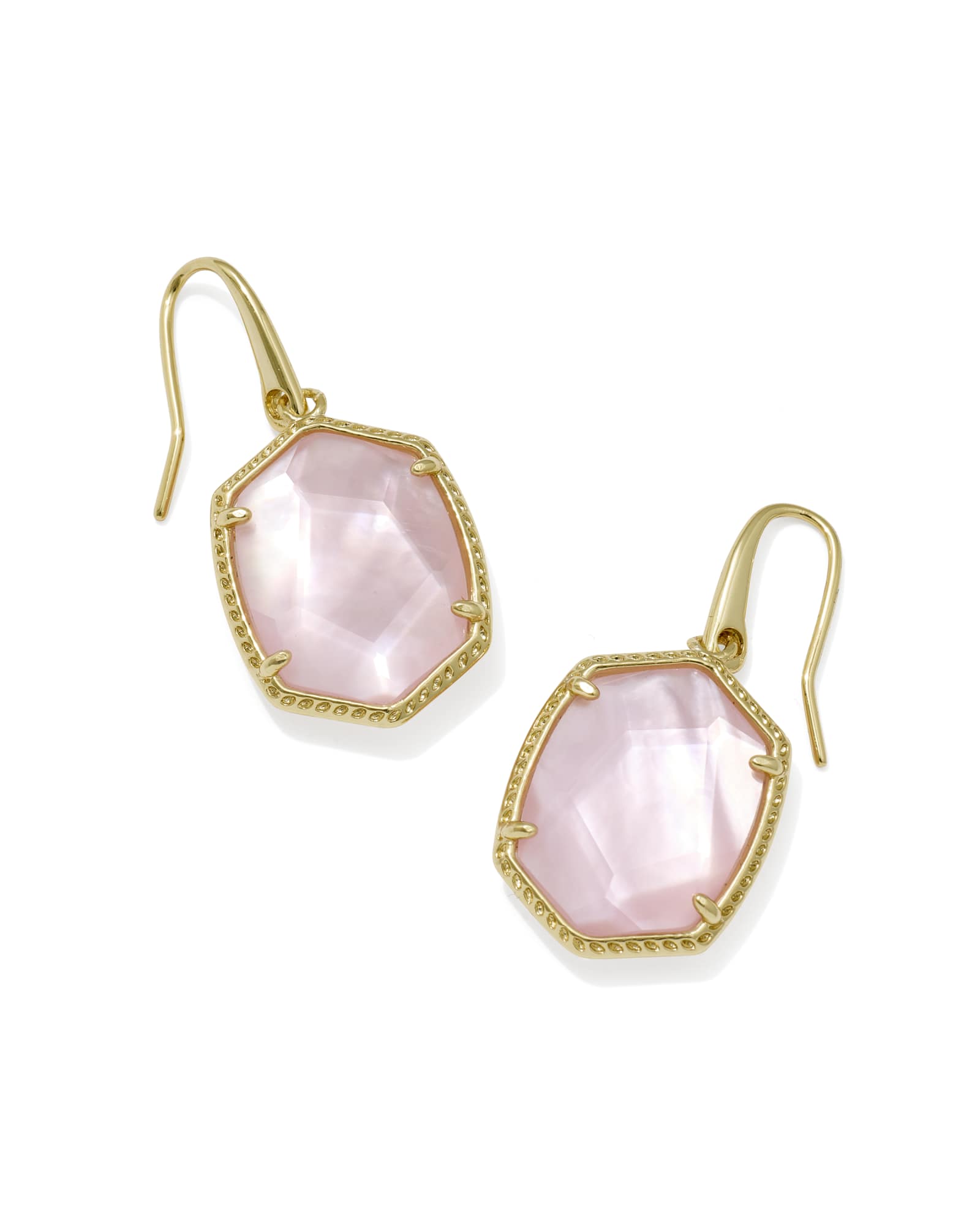 DAPHNE FRAME DROP EARRINGS in light pink mother of pearl