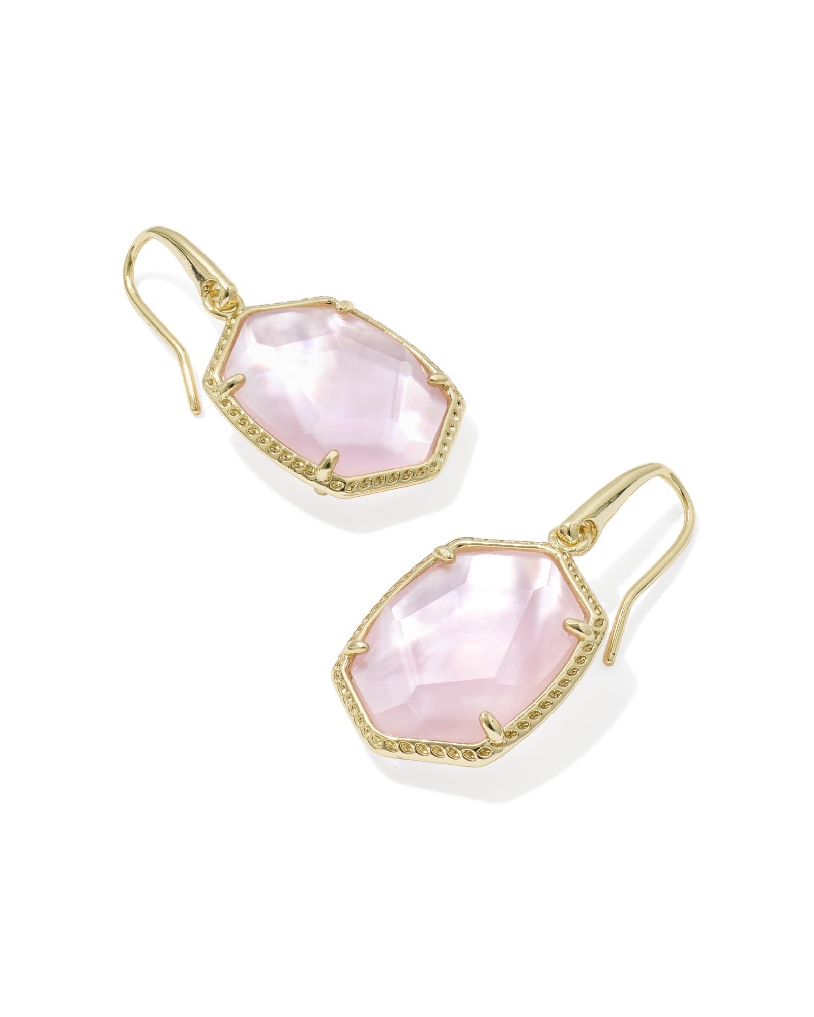 DAPHNE FRAME DROP EARRINGS in light pink mother of pearl