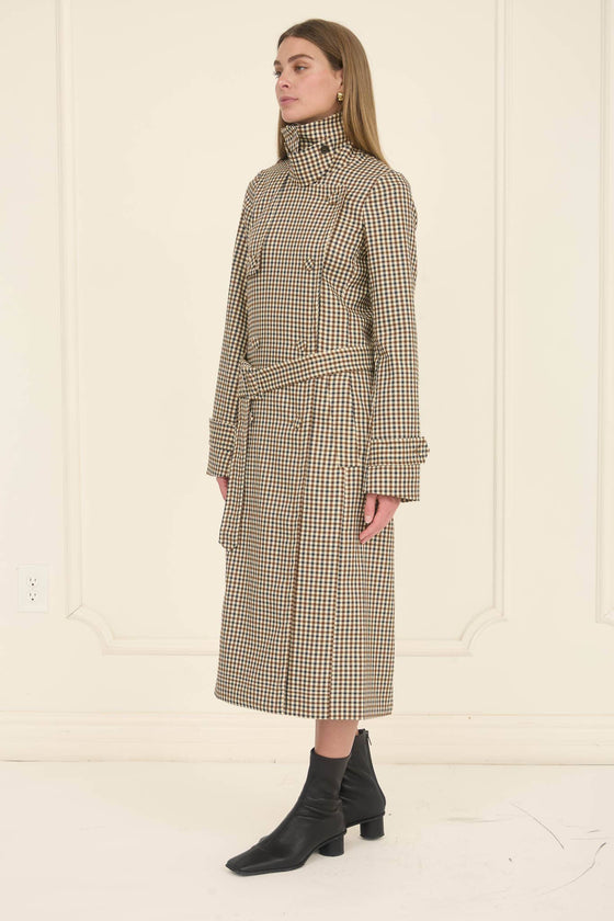 MOON RIVER - PLAID BELTED TRENCH COAT