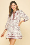 COWBOY PRINT TIERED MINI DRESS