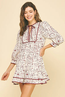  COWBOY PRINT TIERED MINI DRESS
