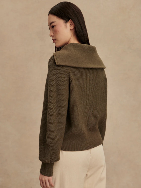 MAURA HALF ZIP RIB KNIT SWEATER