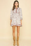 COWBOY PRINT TIERED MINI DRESS