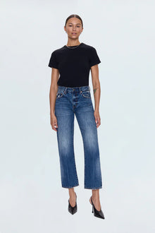  LEXI MID RISE BOWED STRAIGHT JEANS in artisan
