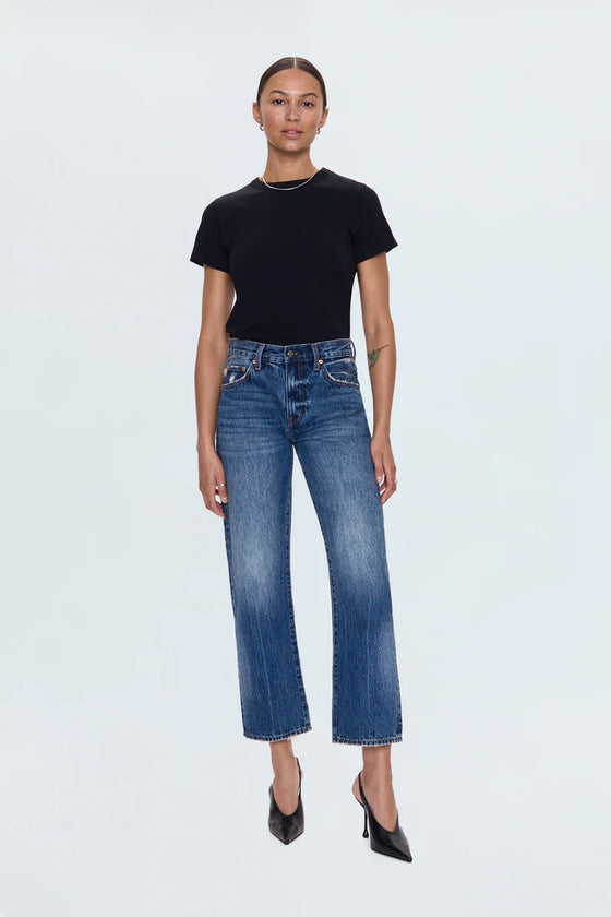 LEXI MID RISE BOWED STRAIGHT JEANS in artisan