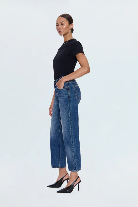 LEXI MID RISE BOWED STRAIGHT JEANS in artisan