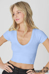 V NECK CROP TEE