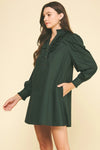 FANCY BUTTON RUFFLE DRESS