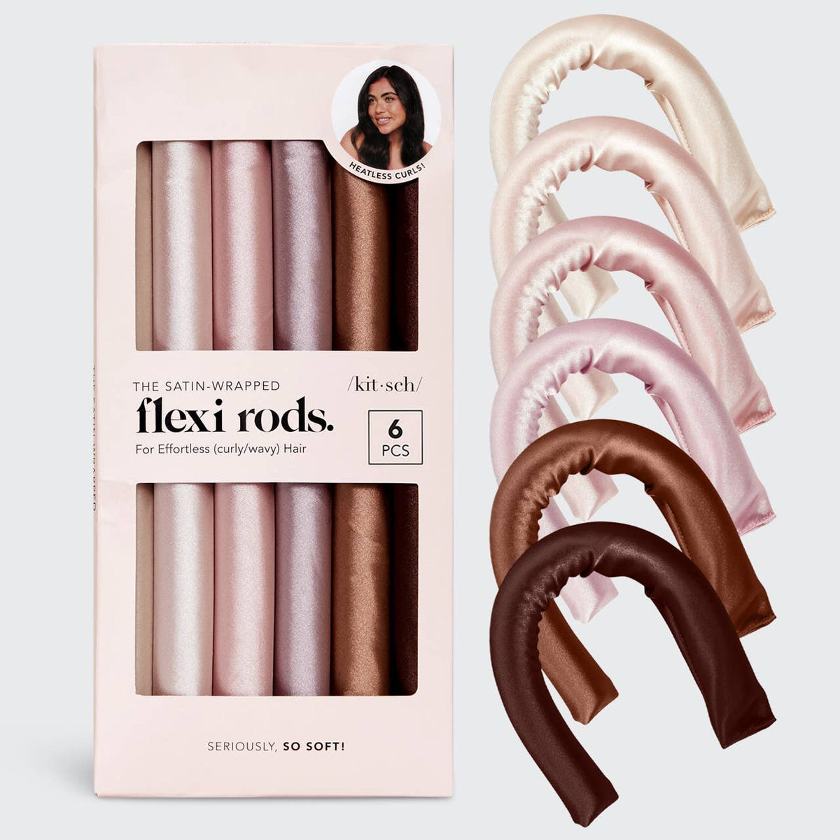 Satin Wrapped Flexi Rods 6pc Set - Rosewood