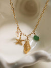BONBON 18K GOLD NON-TARNISH PEARL AND SHELL CHARM NECKLACE