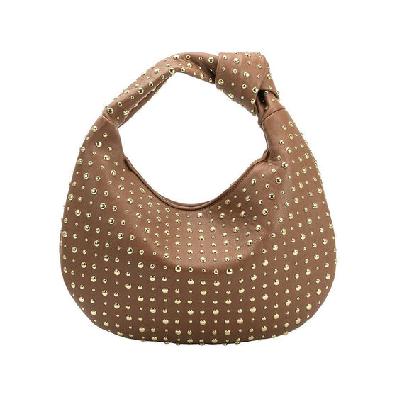 MELIE BIANCO - BRIGITTE LARGE STUDDED SHOULDER BAG - tan