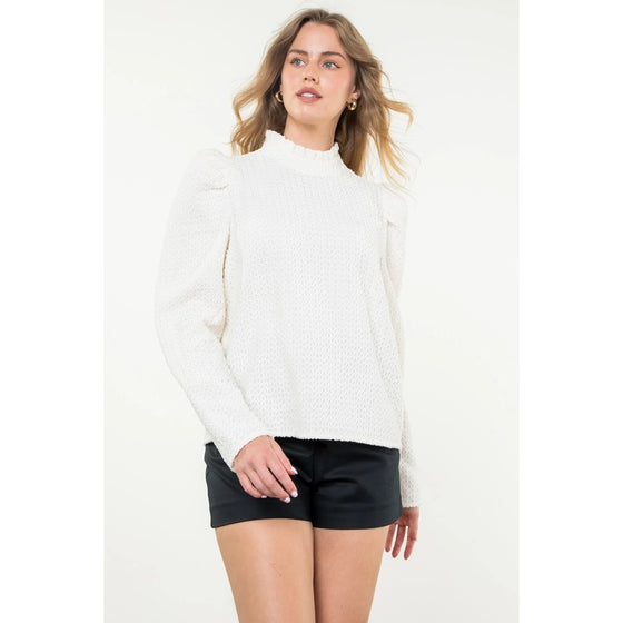 CHENILLE LONG SLEEVE TOP