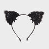 LACE HEADBAND & MASK 2PC SET - Black Cat