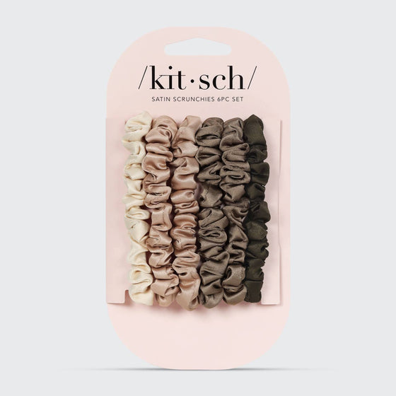 KITSCH - Ultra Petite Satin Scrunchies 6pc - Eucalyptus