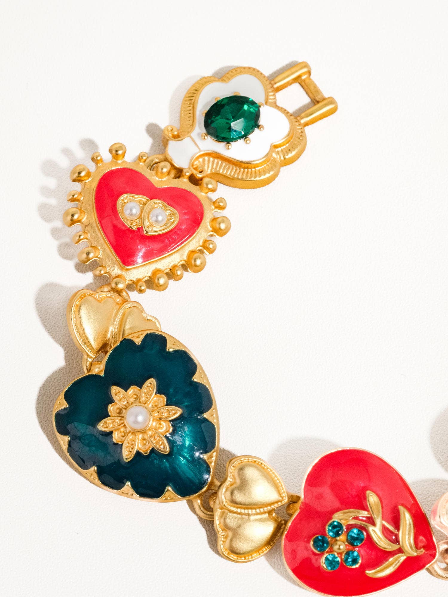 ELYSIAN 18K GOLD BOHO BAROQUE HEART COLOR BRACELET