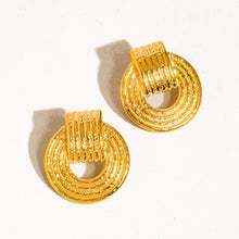  CANDELA 18K GOLD NON-TARNISH STRIPE HOOP EARRINGS